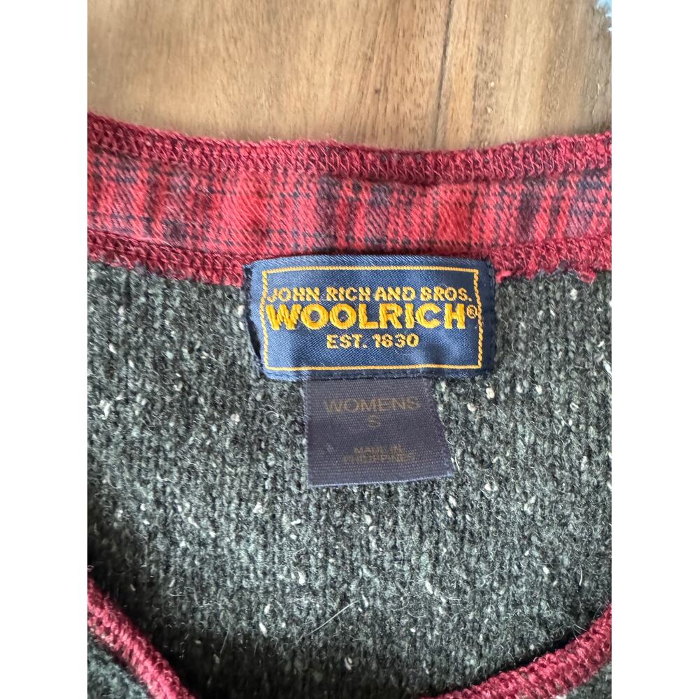 Woolrich Women Holiday Sweater Vest S Green Lambs‎ Wool Plaid Grandmacore - Picture 5 of 6